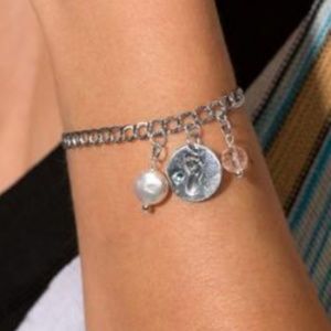 Footprint Charm with Blue Crystal